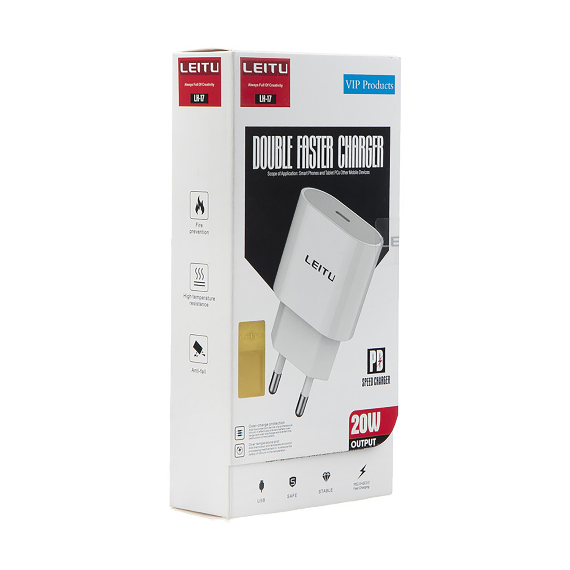 شارژر 20 کامل لیتو با کابل/آداپتور 20 وات / 20w برند leito کد LH-17 خروجی تایپ
