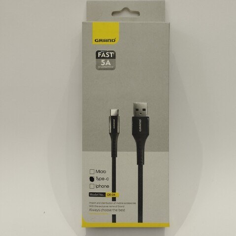 کابل شارژ  USB  به TC گرند  مدل  GRAND GK-51 /کابل تایپ سی /  CABLE USB TO TC/