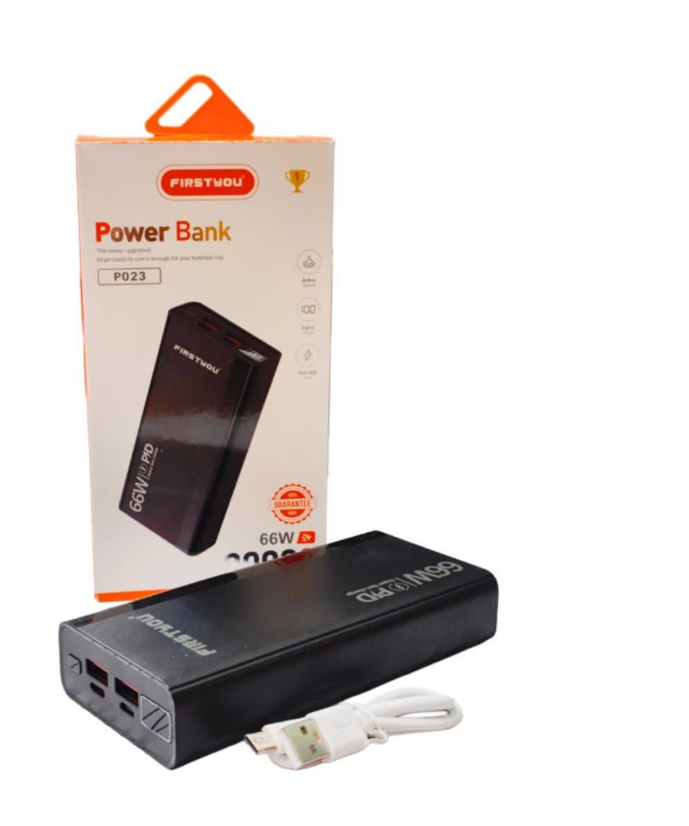 پاور بانک 66 وات صفحه نمایش دار برند فیرست یو FIRSTYOU مدل P023 ظرفیت  20000 میلی آمپر فست شارژ/شارژ PD برند FIRSTYOU