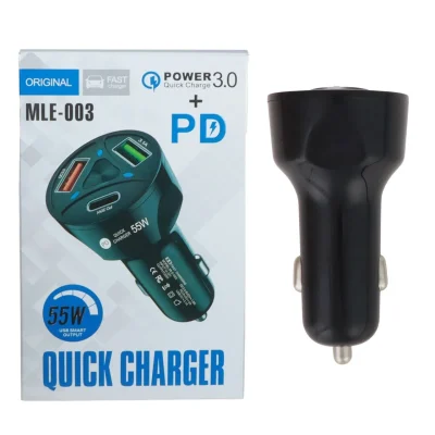 شارژر فندکی 55 وات سه پورت مدل MLE-003
