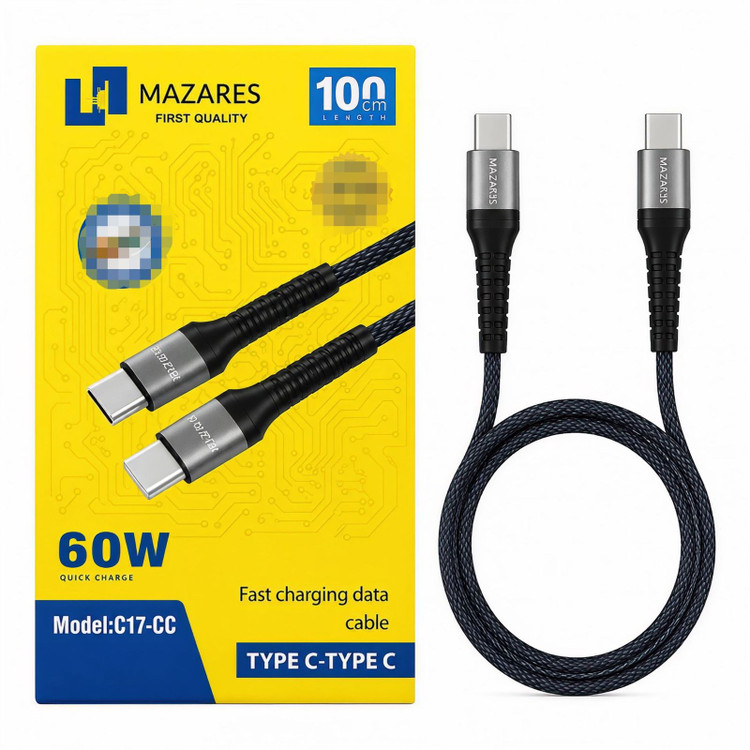 کابل شارژر تایپ سی به تایپ سی مازارس C17-CL1/مابل مازارس 2 سر تایپ سی MAZARES